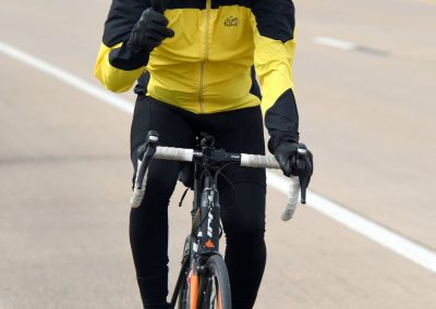 Victory Ride cyclist on the Bluebonnet Express route, supporting community cycling events and promoting healthy living.