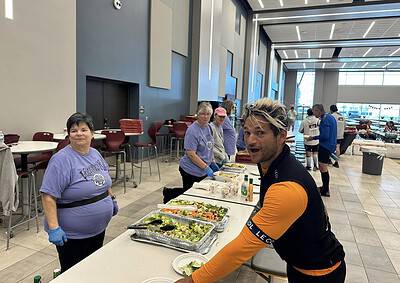 Fresh healthy salads at Bluebonnet Express bike event.