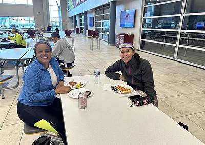 Comfortable indoor dining at Bluebonnet Express after a bike ride.