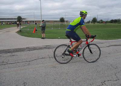 Bike ride at Bluebonnet Express cycling event on a cloudy day.