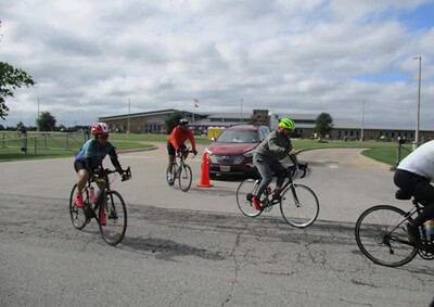 Cyclists riding during Bluebonnet Express cycling event in Texas.
