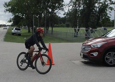 Bike safety training at Bluebonnet Express event, focusing on cycling skills and road awareness.