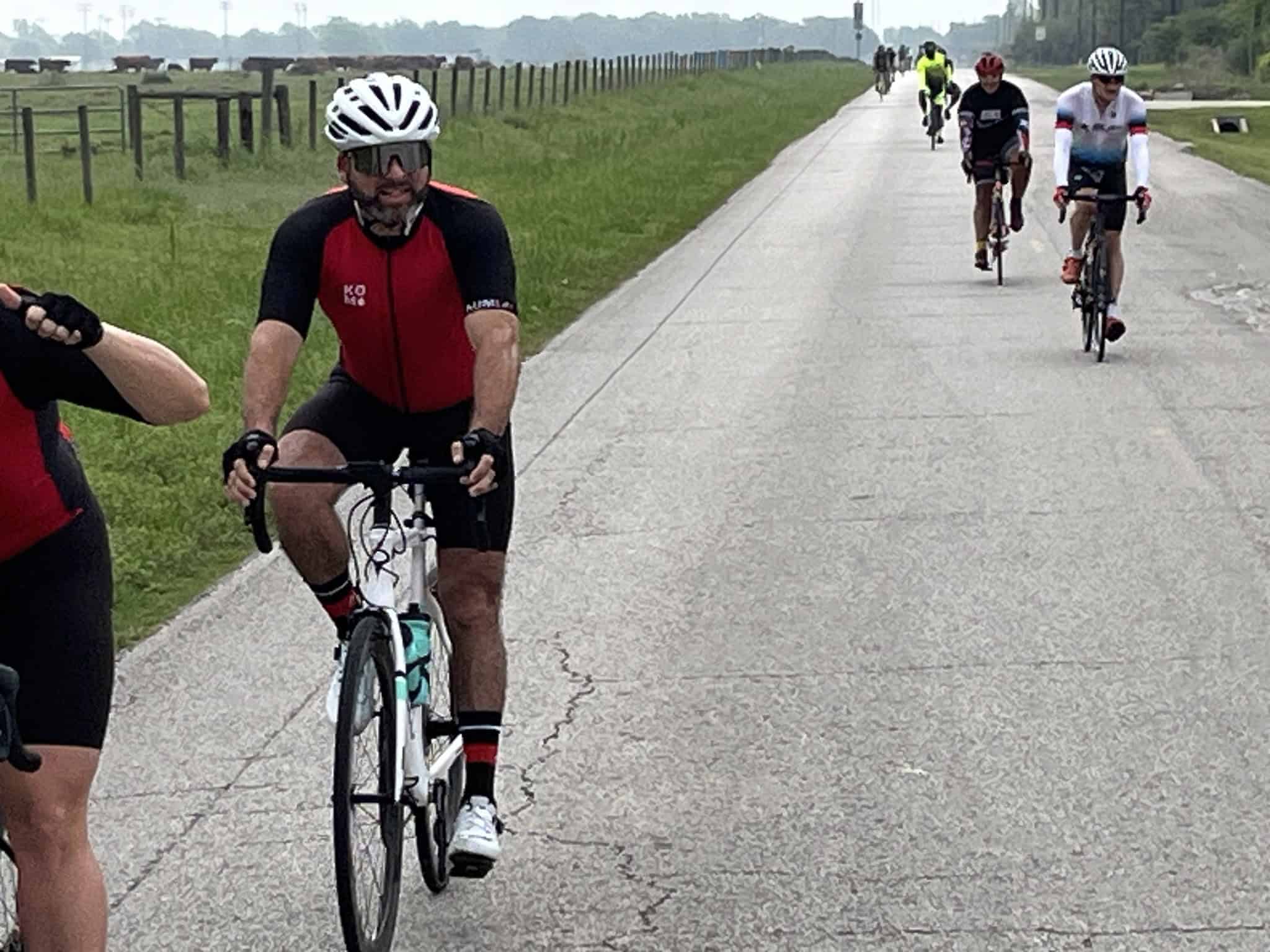 Scenic bike ride at Bluebonnet Express event with cyclists enjoying outdoor trail.