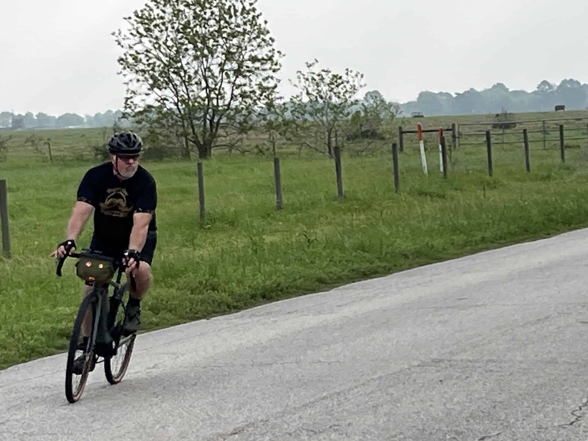 Bright bluebonnet field cycling route in Texas.