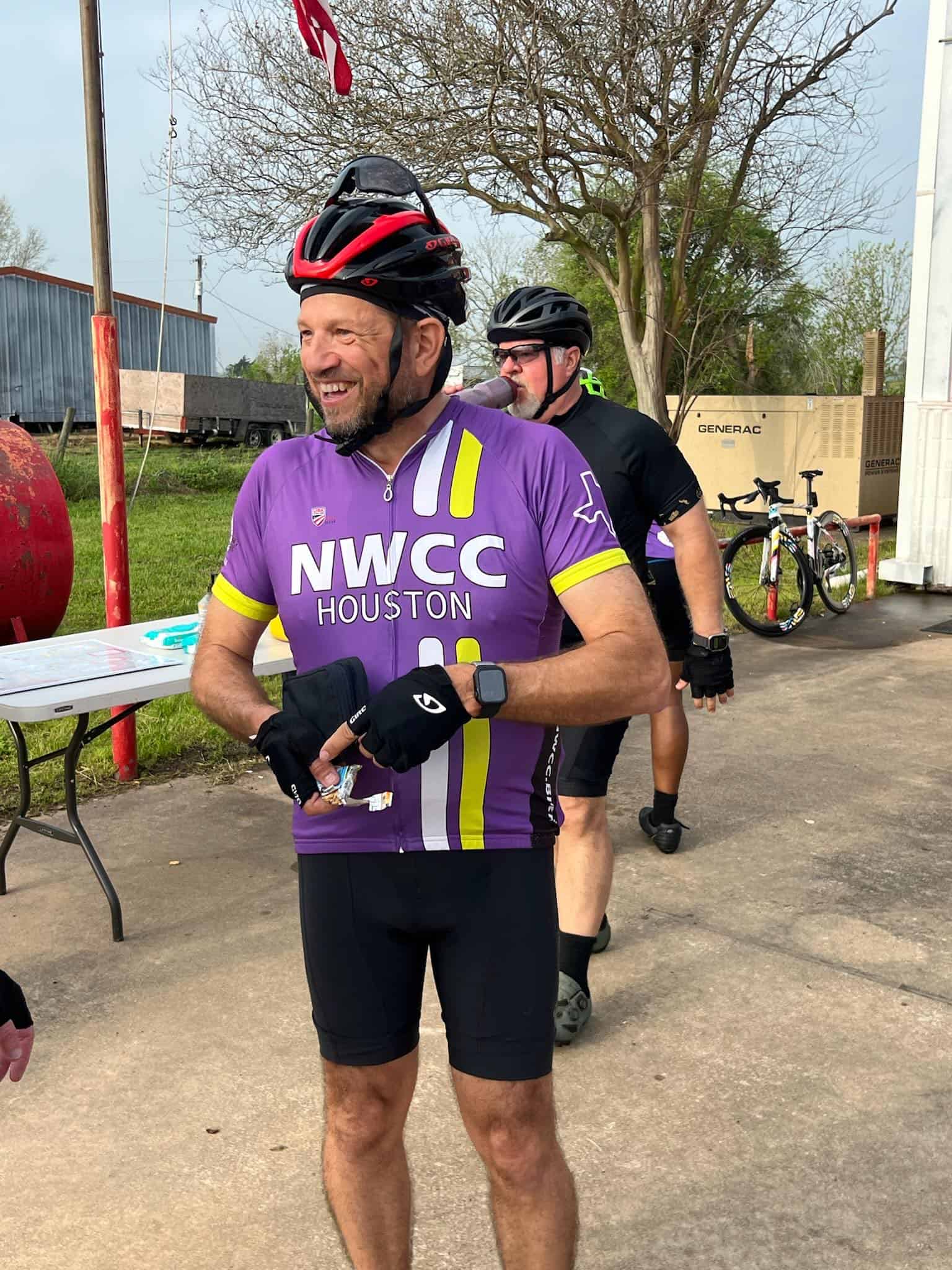 Cyclist smiling during Bluebonnet Express event in Texas, showcasing outdoor biking adventure.