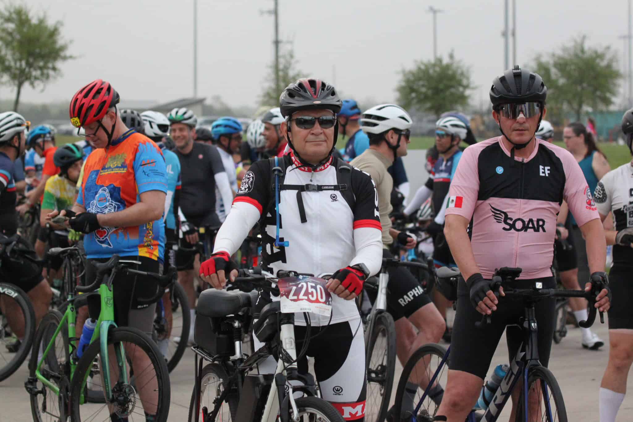 Bright cyclists ready for the Bluebonnet Express bike race at BBX.bike event.
