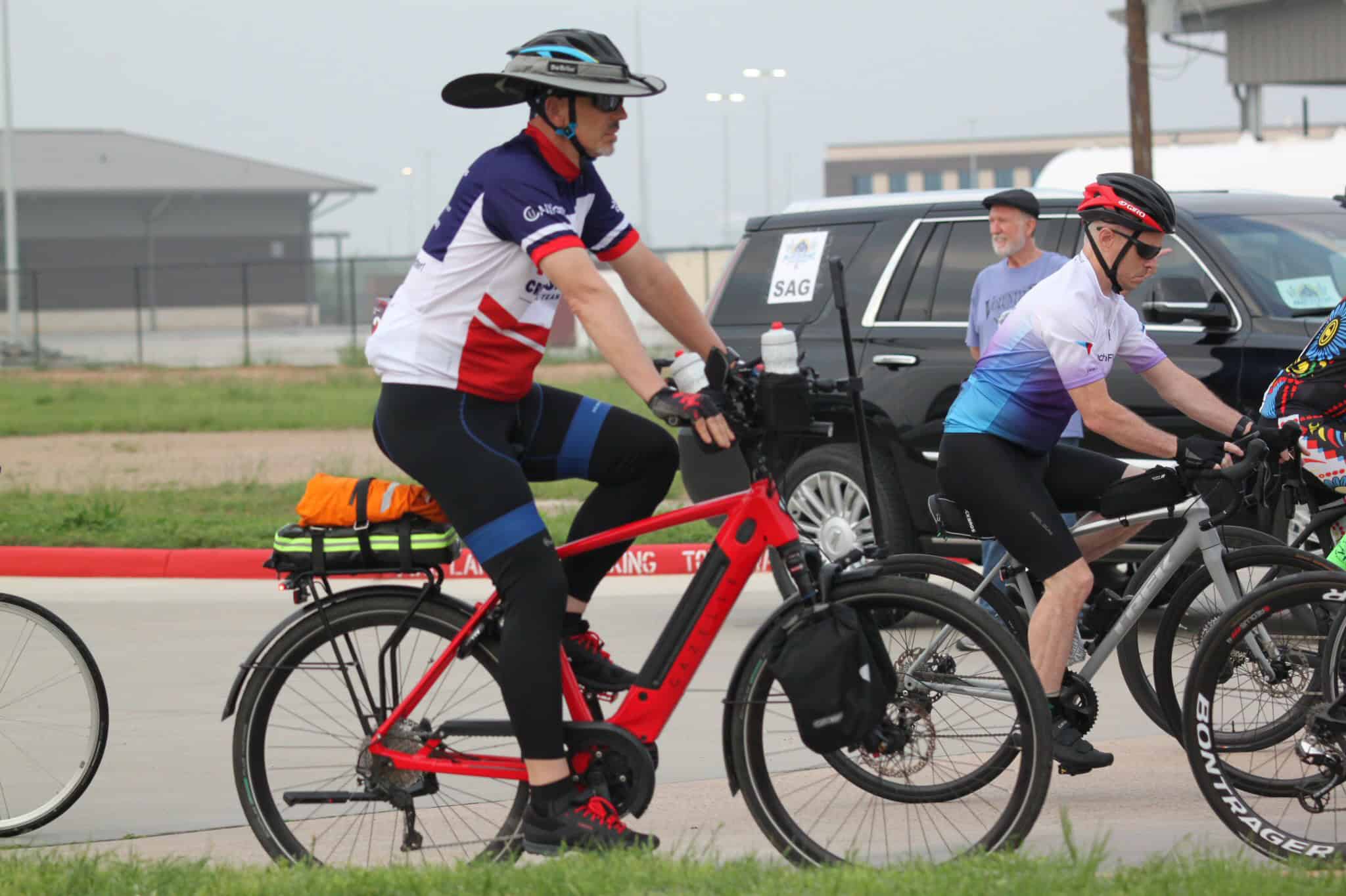 Vibrant bluebonnet-inspired bike design for Bluebonnet Express cycling event.