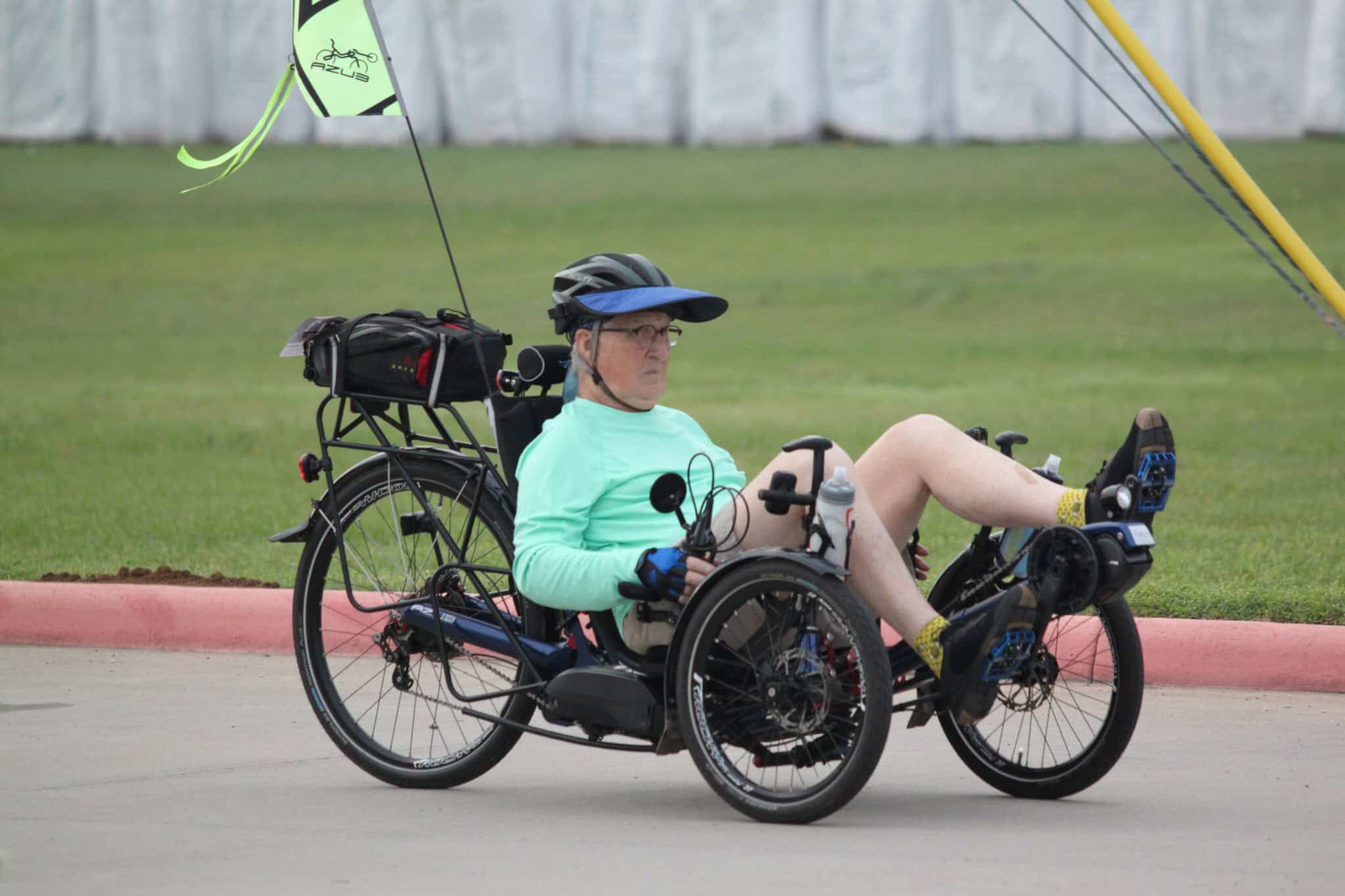 Enhanced mobility on a recumbent tricycle during Bluebonnet Express cycling event.
