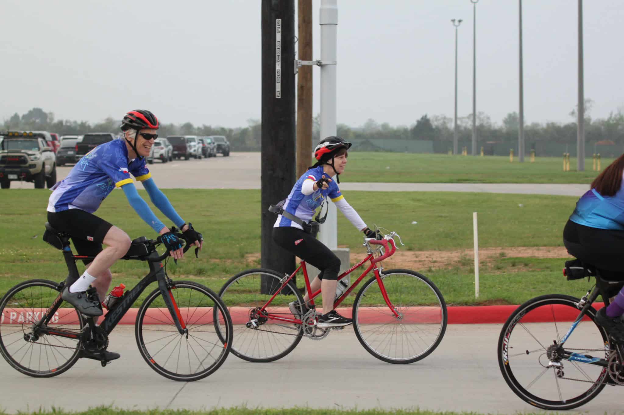 Cyclists enjoying a scenic ride during Bluebonnet Express event in Texas.