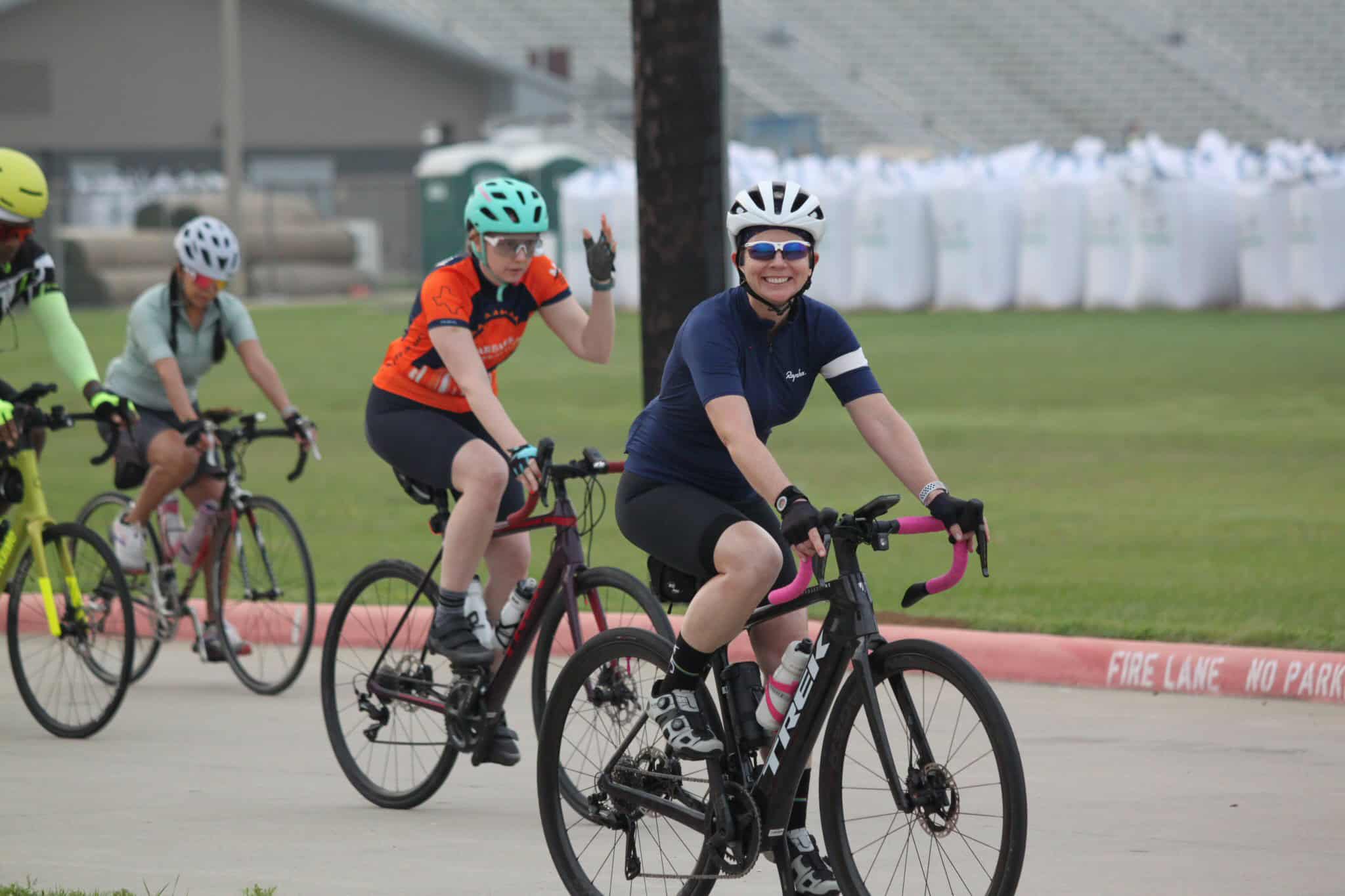 Cyclists riding together in the Bluebonnet Express event, showcasing community cycling and outdoor recreation.