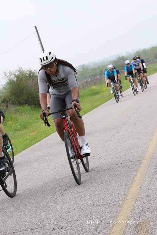 Bike ride on scenic route during Bluebonnet Express cycling event, featuring cyclists enjoying outdoor adventure.