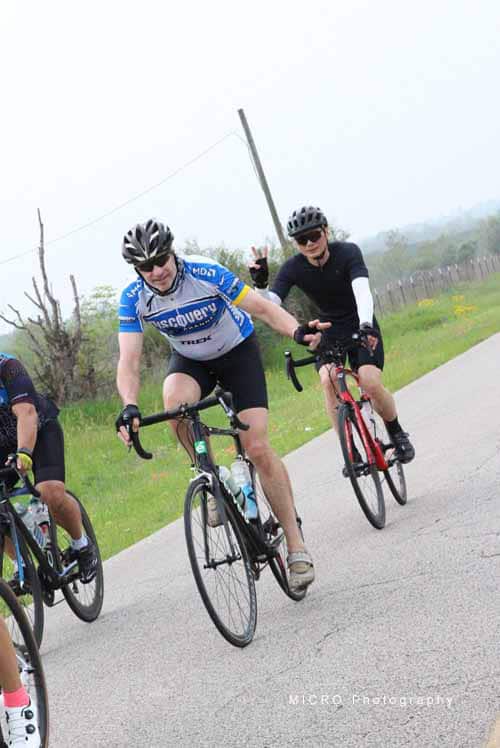 Cyclists riding during Bluebonnet Express bike race event.