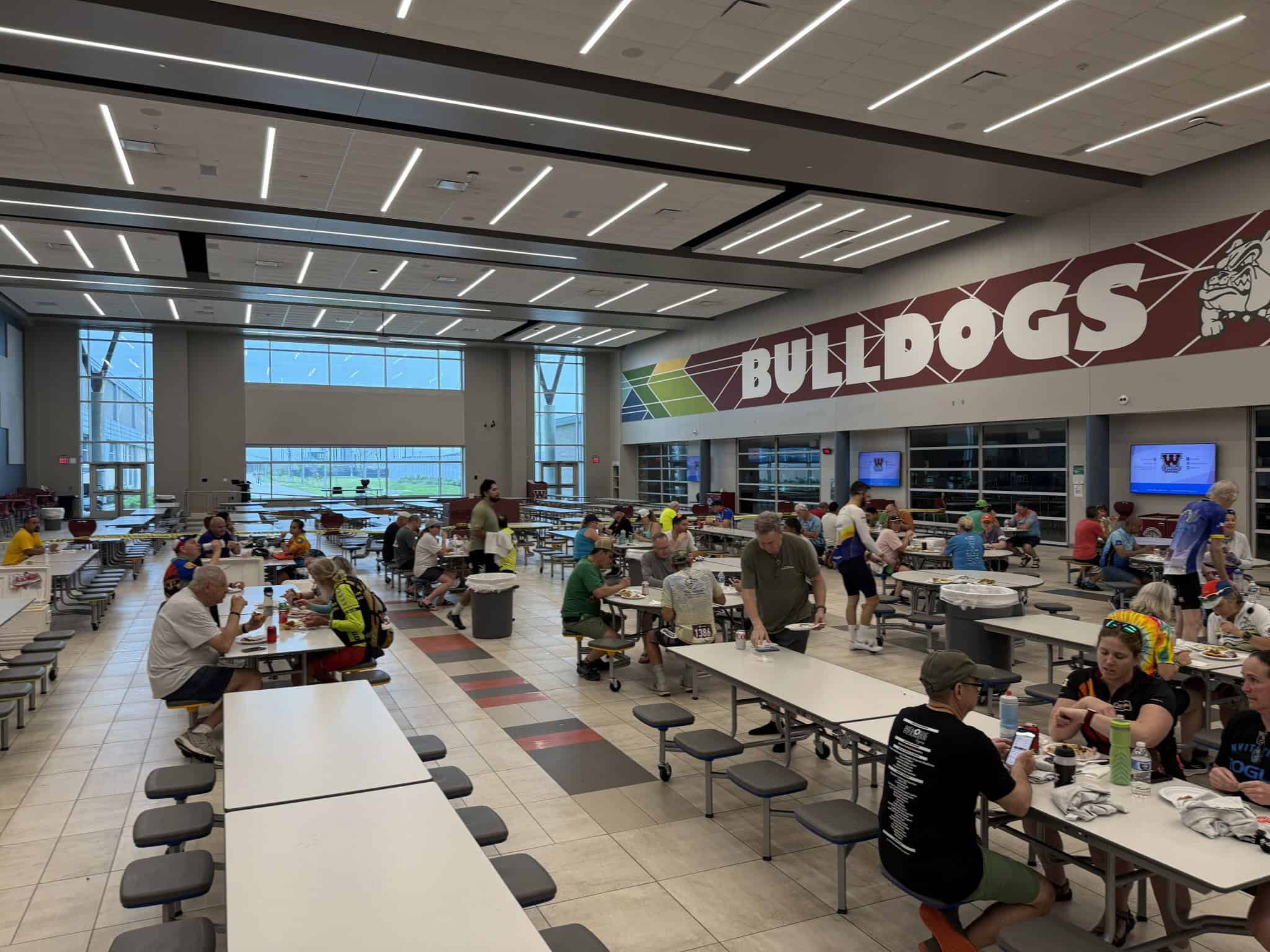 Bike delivery food service at Bulldog stadium cafeteria.