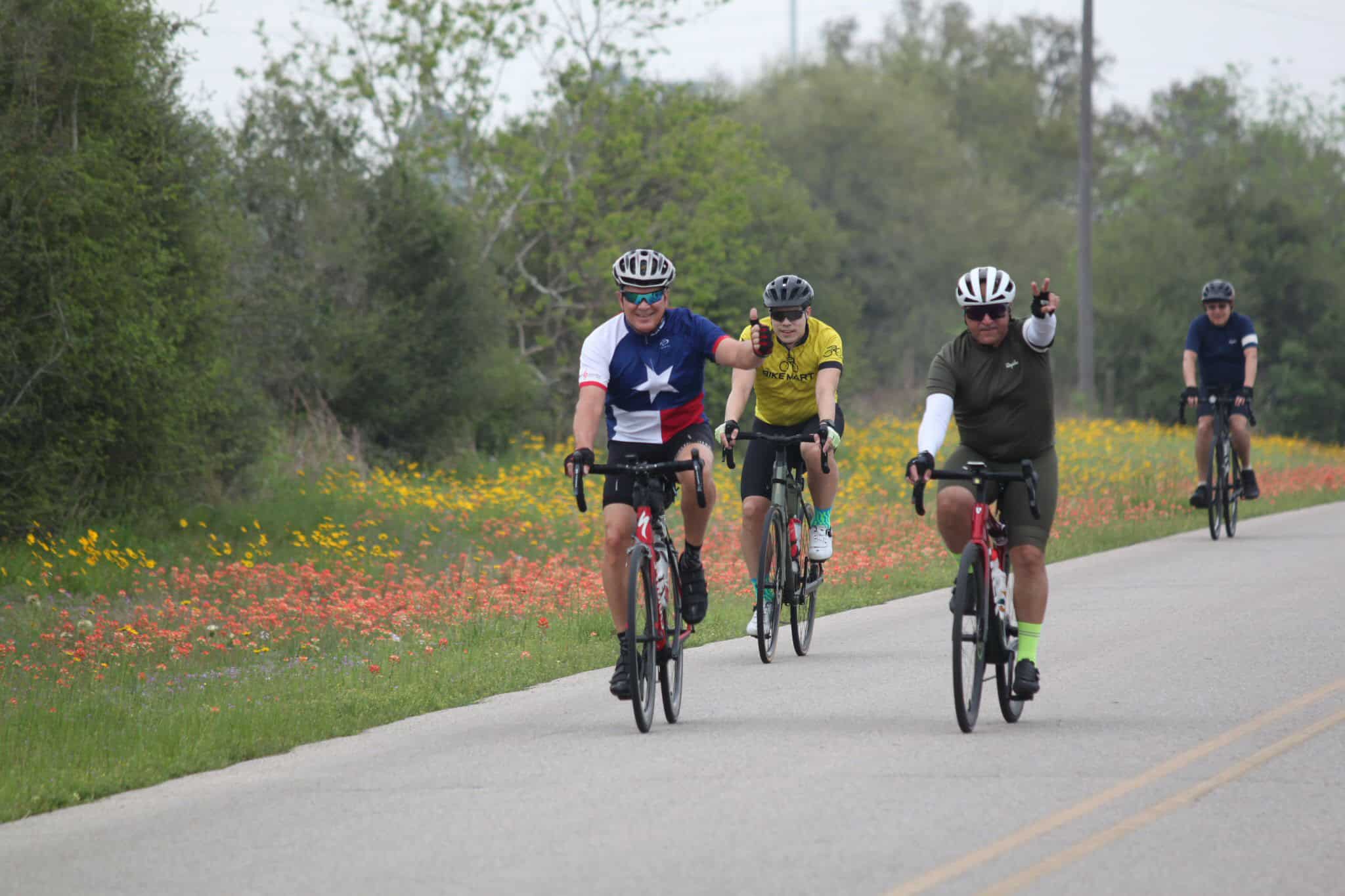 Adventure cycling along scenic countryside on Bluebonnet Express bike tour in Texas.