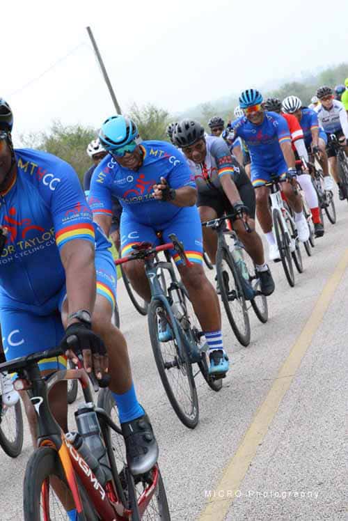 Cycling team participating in the Bluebonnet Express charity bike ride in Texas.