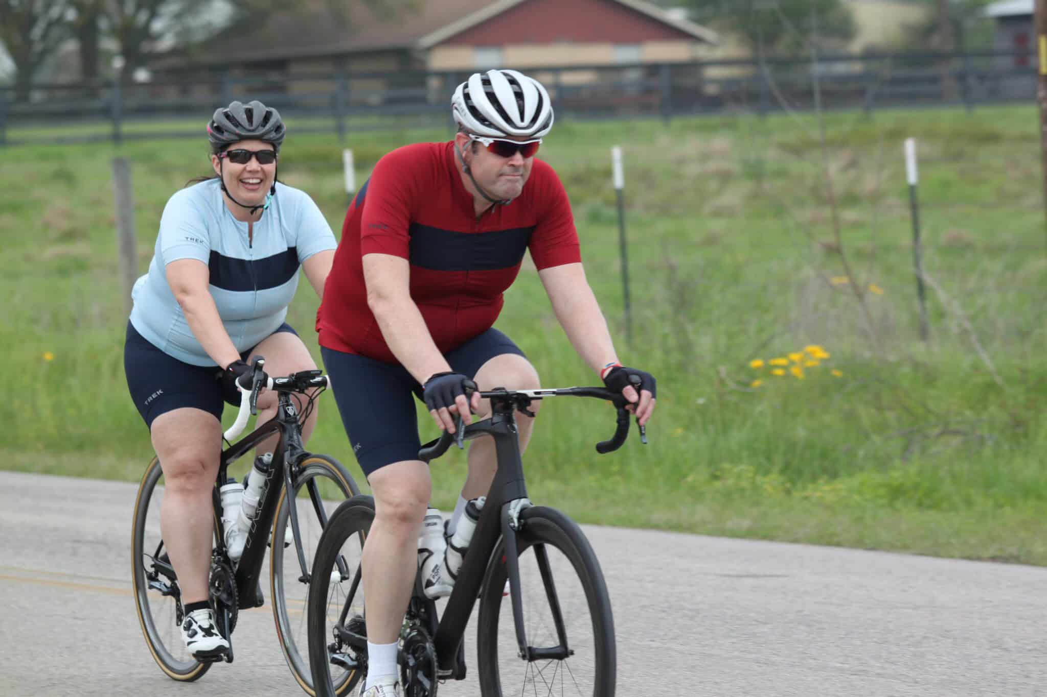 Bike riders enjoying Bluebonnet Express cycling event outdoors.