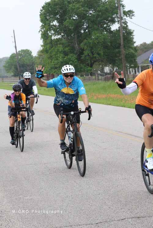 Bike riders participating in Bluebonnet Express cycling event, promoting community fitness and outdoor recreation.
