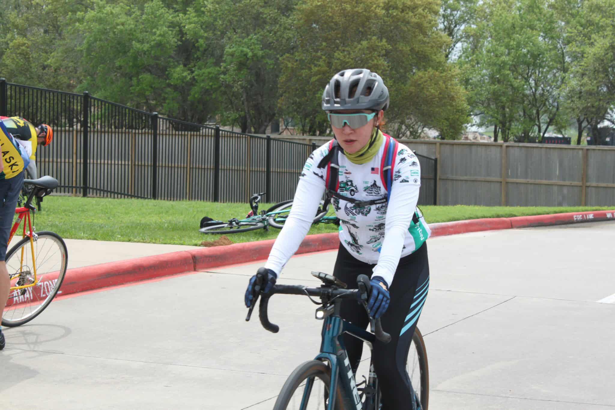 Cyclist riding a bike during Bluebonnet Express event at BBX.Bike, outdoor cycling race.