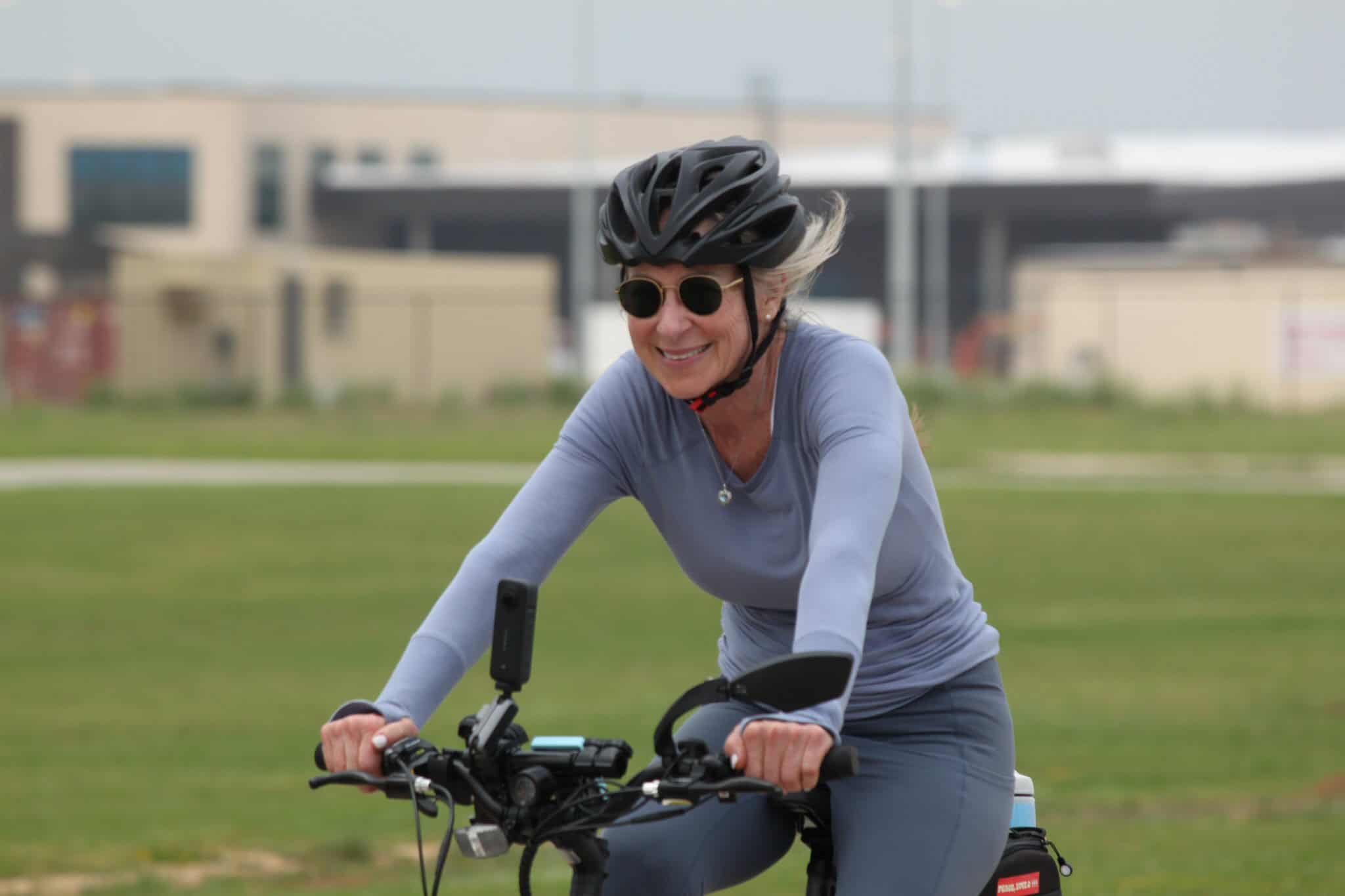 Enjoying a fun bike ride on the Bluebonnet Express, perfect for outdoor cycling enthusiasts.