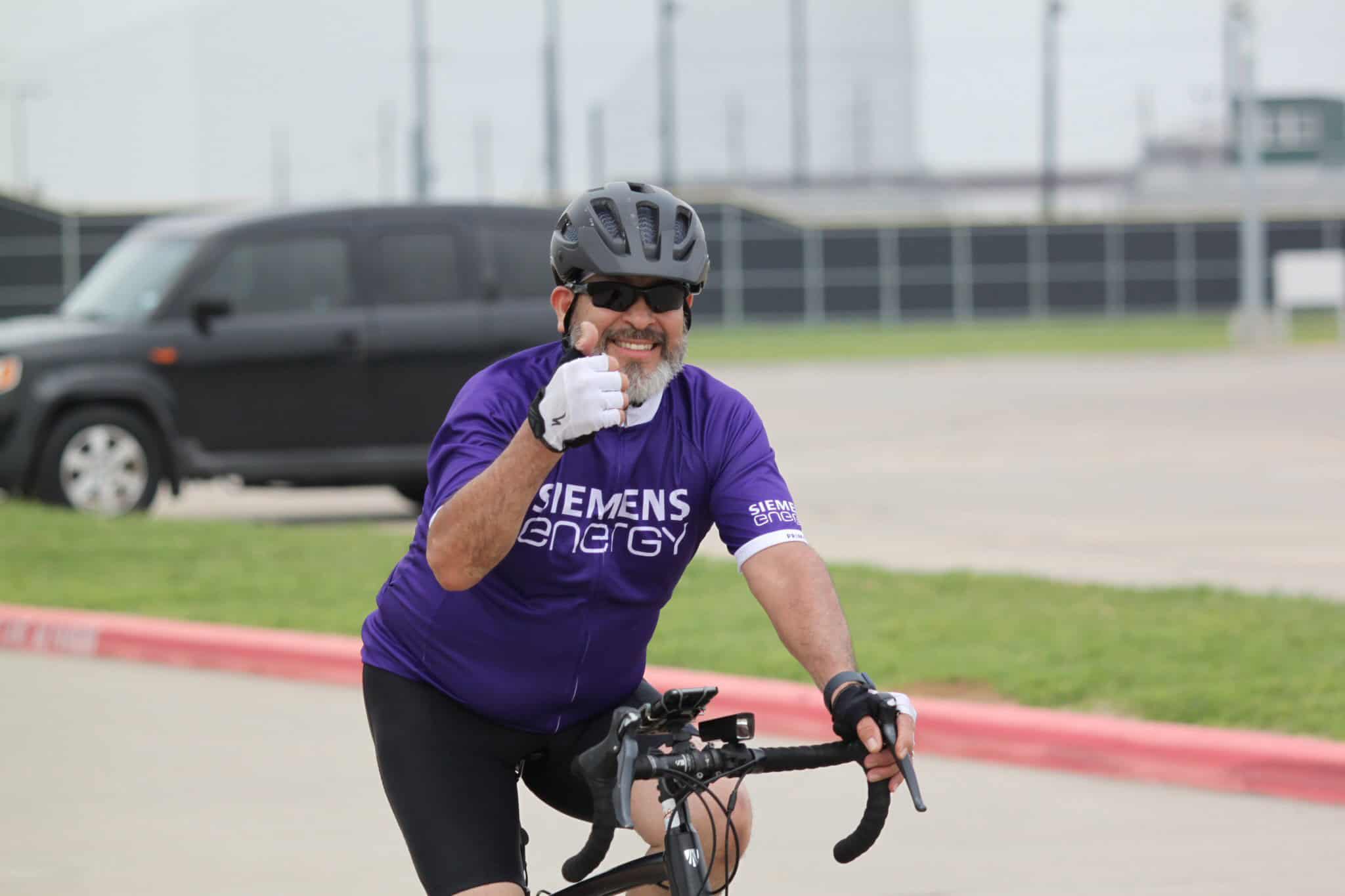Enjoying a ride with Bluebonnet Express bike service, promoting eco-friendly transportation and cycling community.