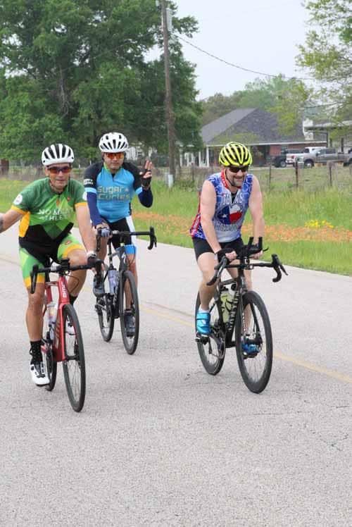 Victory Ride cyclists on Bluebonnet Express route for outdoor biking events.