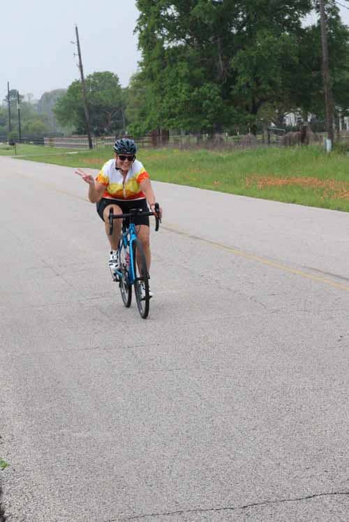 Enjoying a scenic ride with Bluebonnet Express bicycle in Texas countryside.