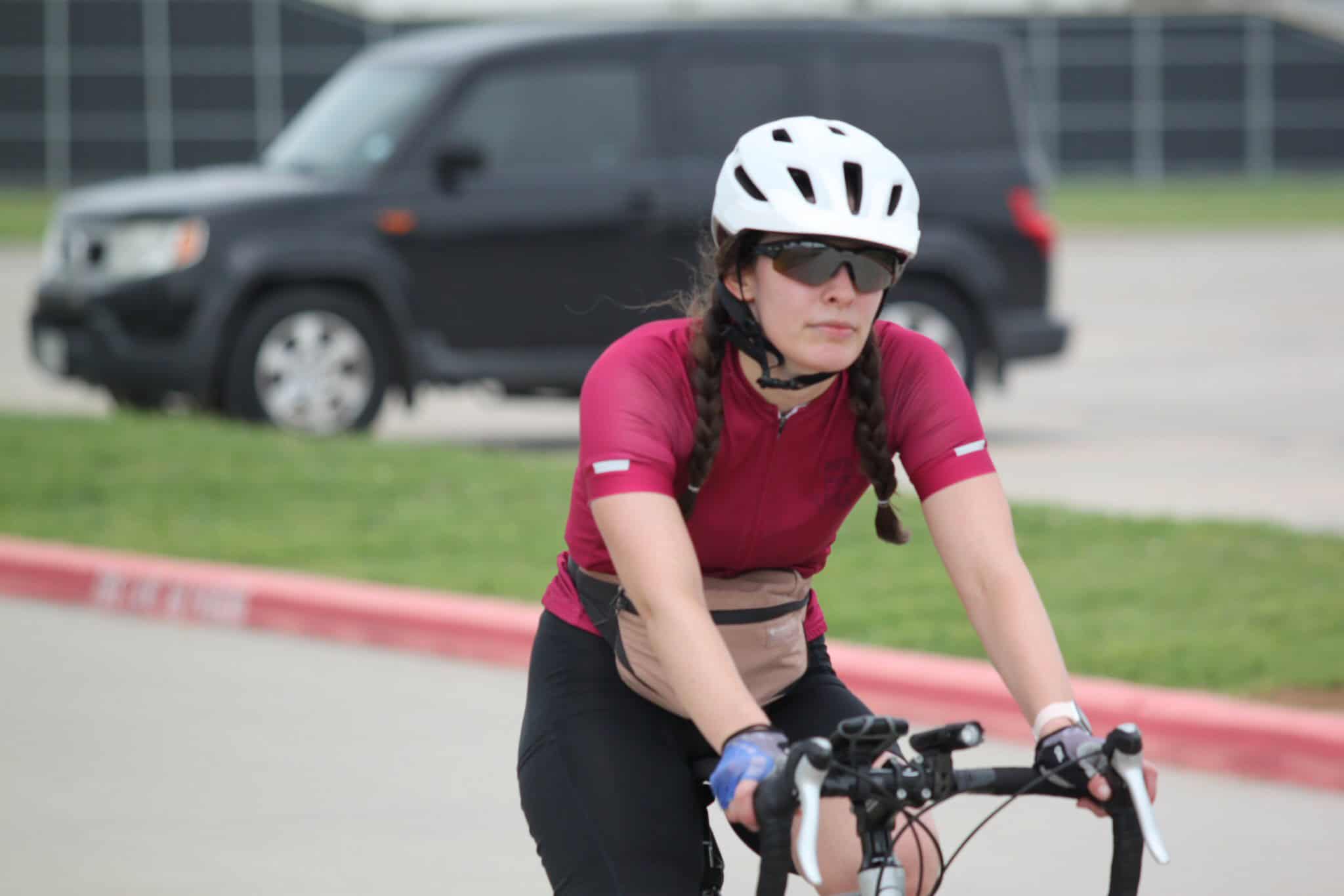 Bike Courier on Bluebonnet Express Bicycle Route.