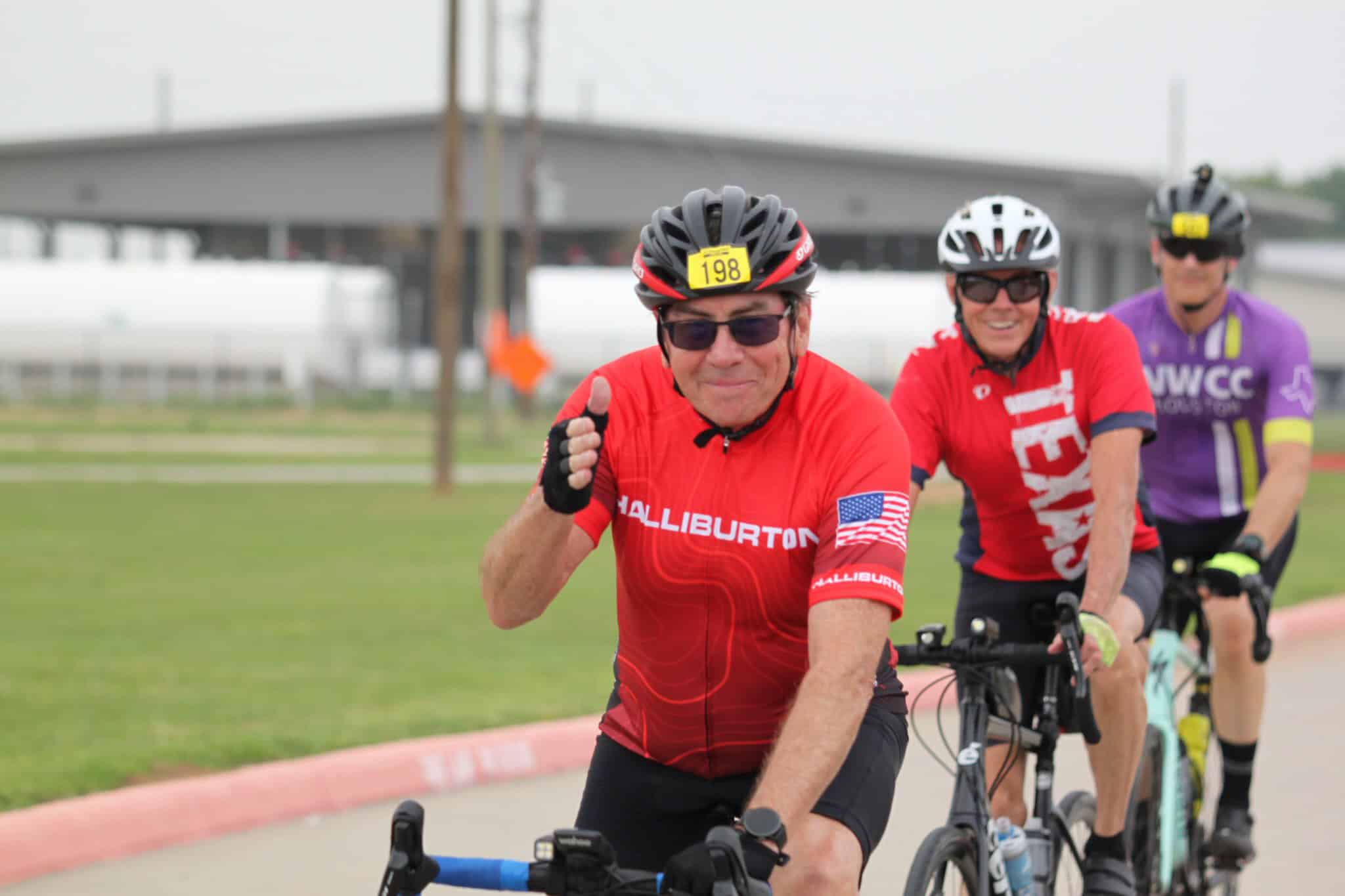 Cyclists participating in Bluebonnet Express bike race event, showcasing outdoor cycling and endurance challenge.