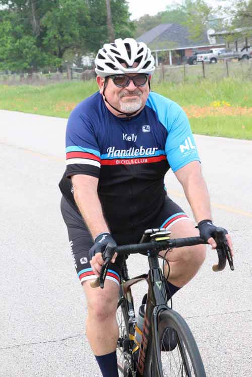 Enjoying a scenic ride during Bluebonnet Express cycling event in Texas.