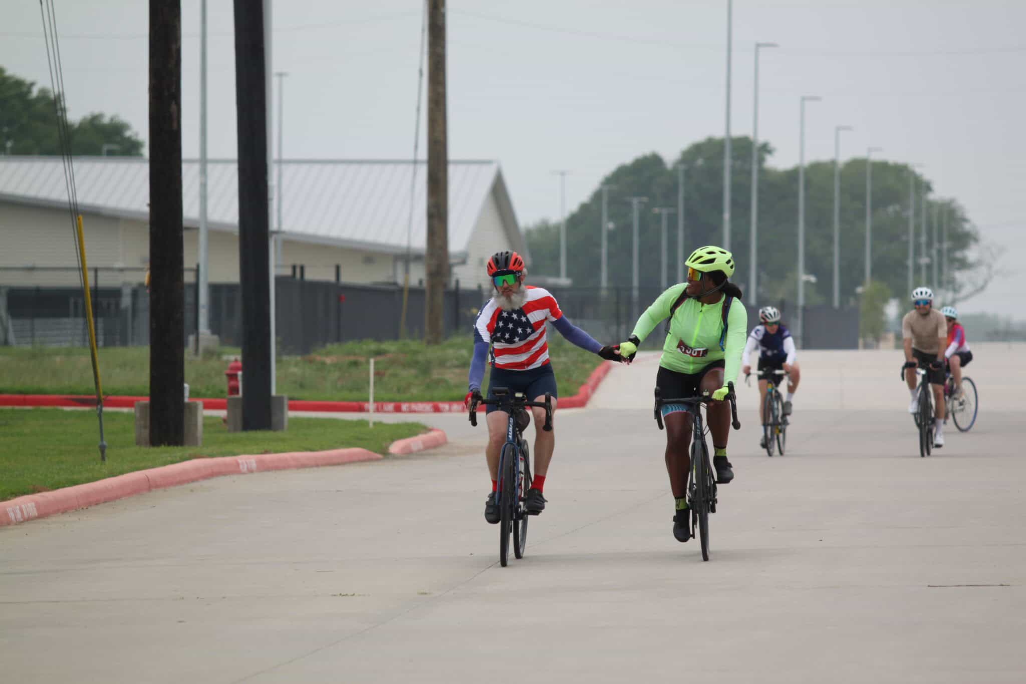Bluebonnet Express biking event with diverse cyclists enjoying outdoor cycling.