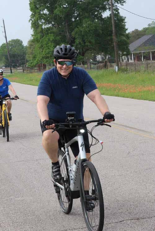 Enjoying a fun ride with Bluebonnet Express on scenic bike trails in Texas.