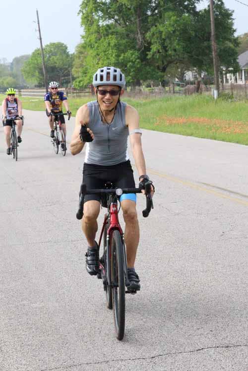 Enjoying a scenic bike ride with Bluebonnet Express, promoting fitness and outdoor adventure in Texas.