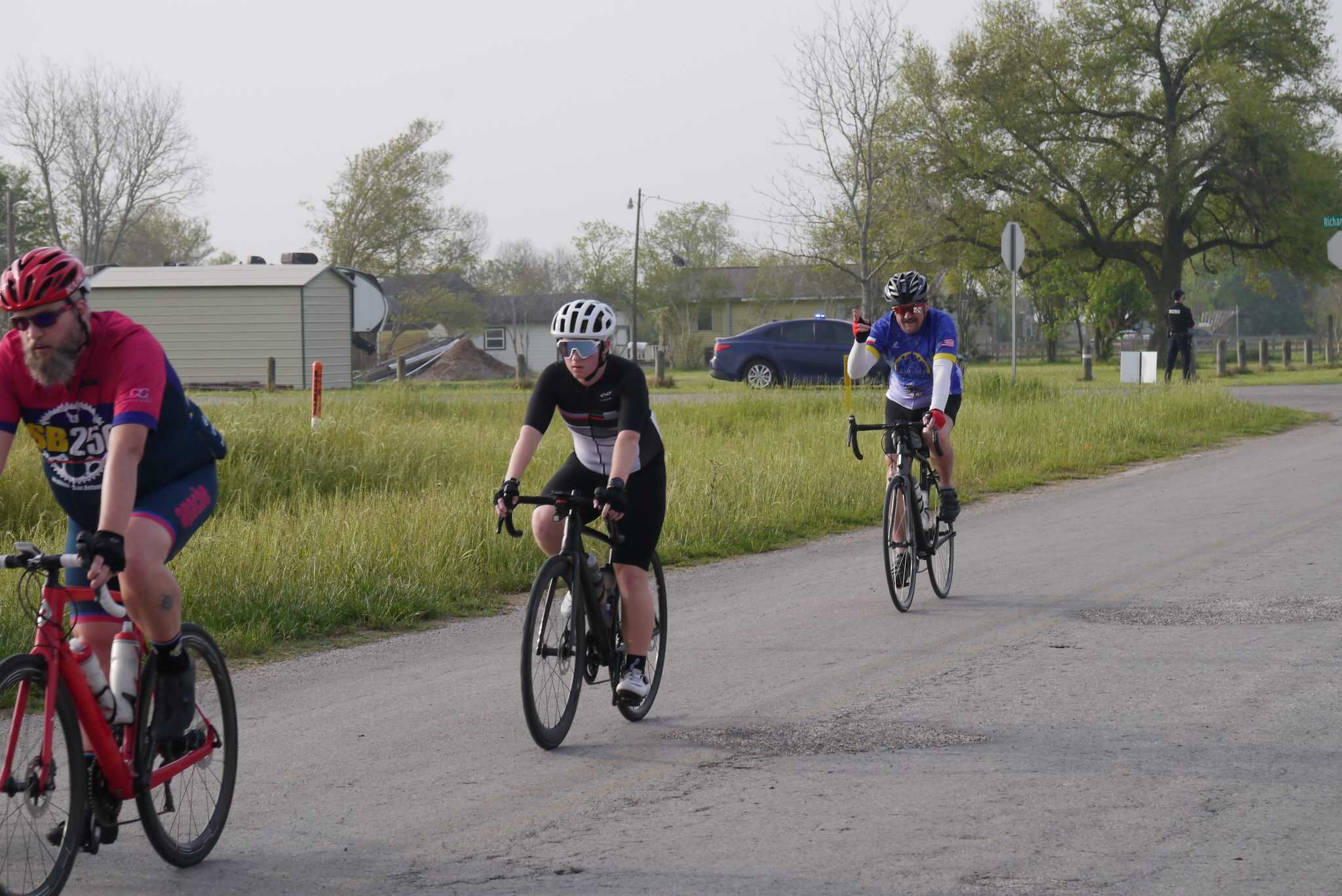 Cyclists enjoying a ride on Bluebonnet Express, scenic biking route in Texas.
