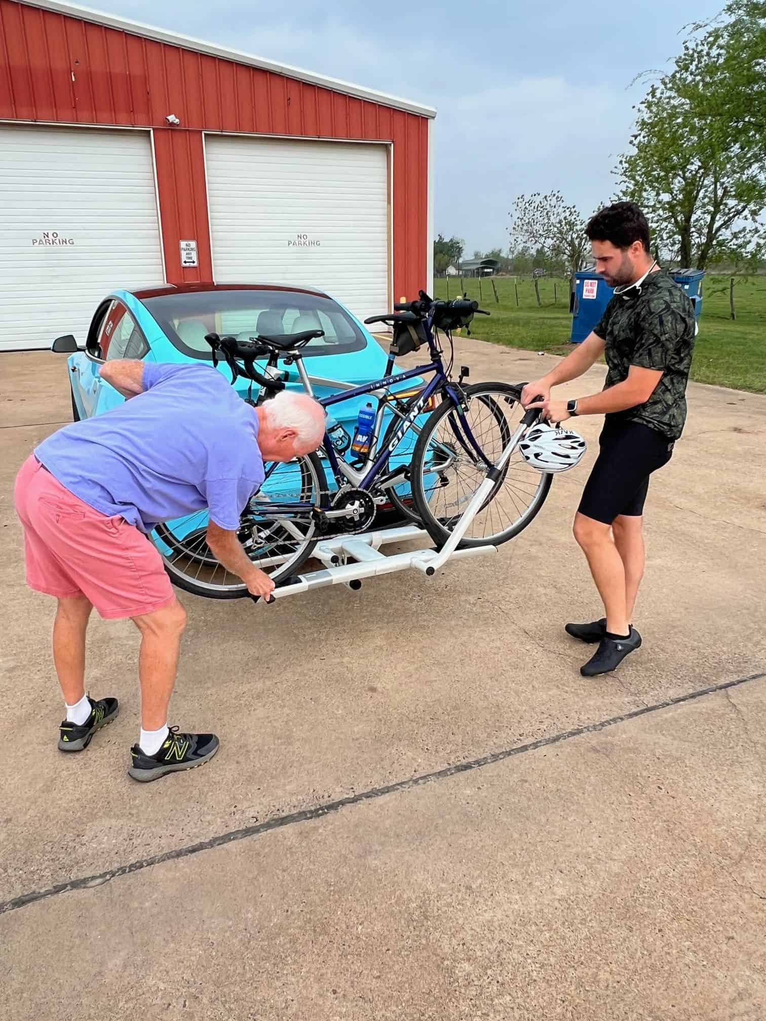 Bike rack bike transport system for Bluebonnet Express service, Texas.