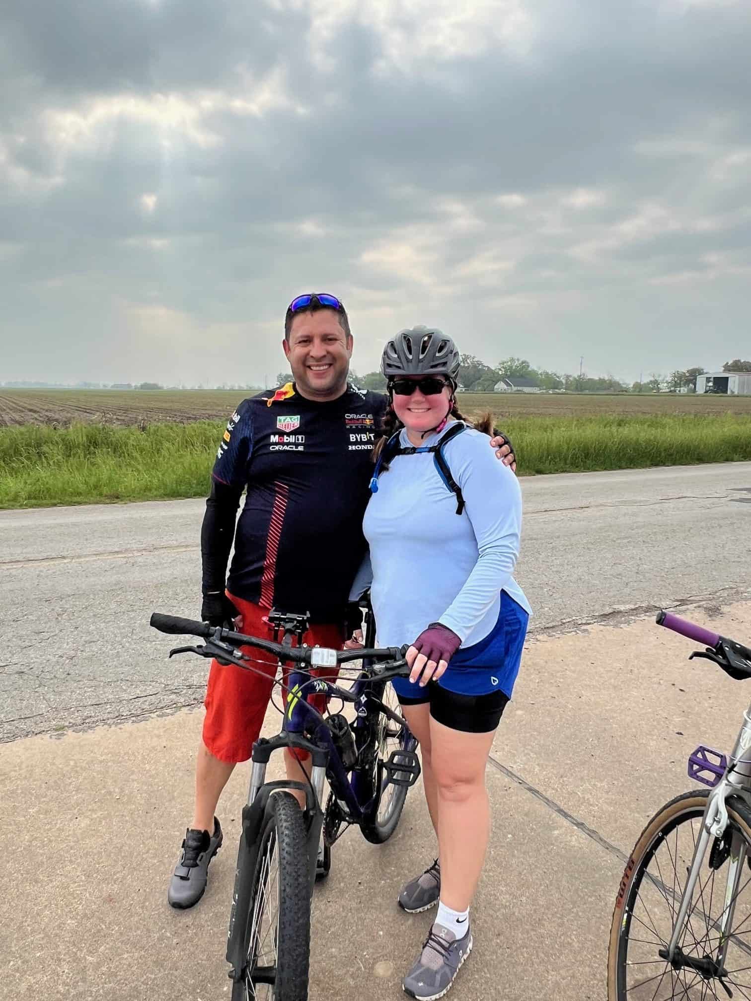 Happy cyclists on a scenic ride enjoying Bluebonnet Express.