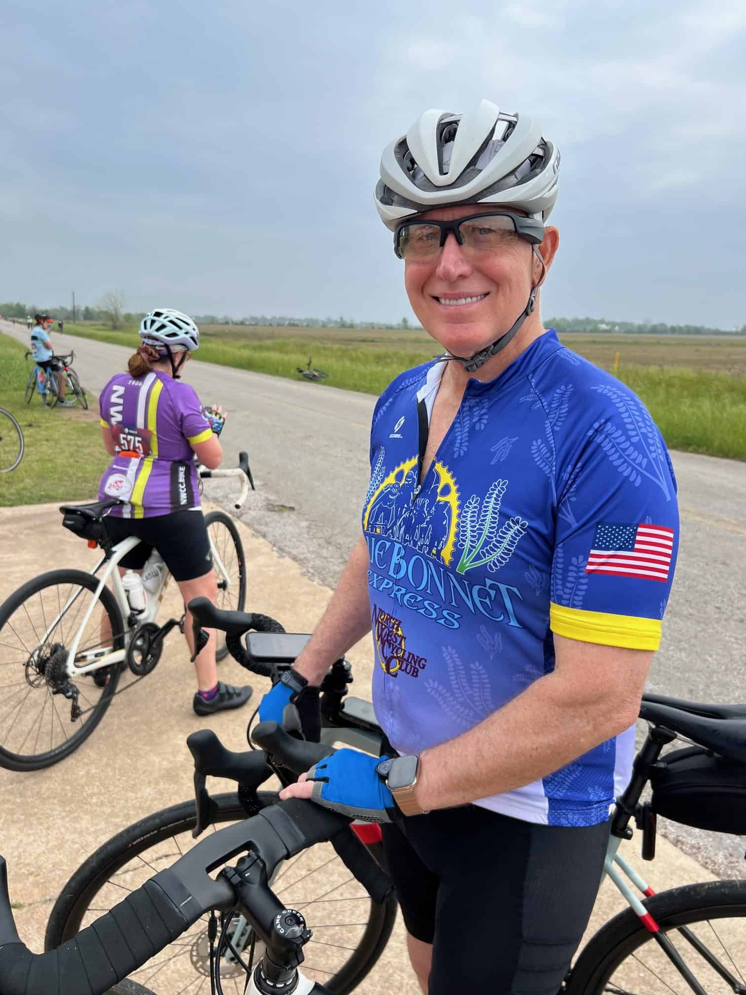 Avid cyclist enjoying the scenic ride on Bluebonnet Express bicycle tour.